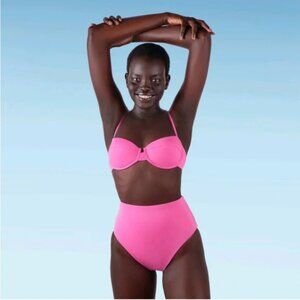 New! Liberty & Justice Women's High Waist Swim bottoms - Pink Medium